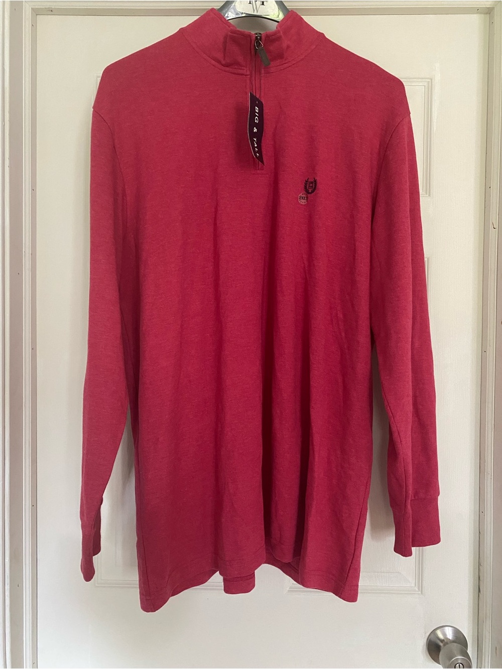 New Chaps Mens 2XLT (big & tall) Red Quarter Zip Mock Neck Cotton Sweater Logo